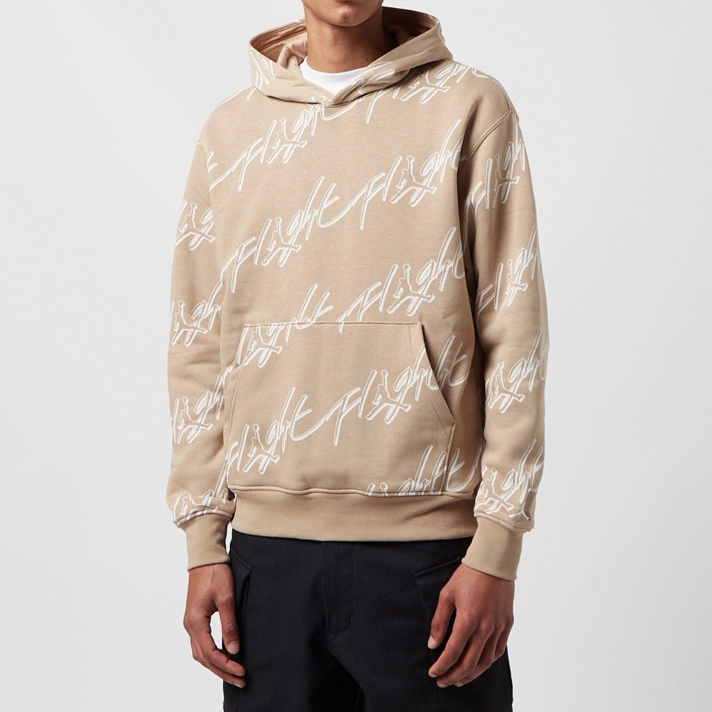 Air Jordan Essentials Flight All Over Print Men’s‎ Pullover Hoodie Khaki Size M